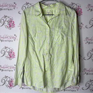GAP Neon Green Polka Dot Shirt dotted yellow white non collared button up